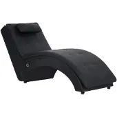 vidaXL Chaise longue de massage avec coussin Noir Similicuir