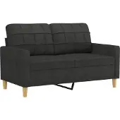 vidaXL Ensemble de canapés 3 pièces avec coussins Tissu noir