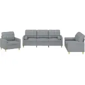 vidaXL Ensemble de canapés 3 pièces avec coussins Tissu gris clair