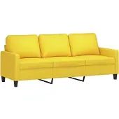 vidaXL Ensemble de canapés 3 pièces avec coussins Tissu jaune clair