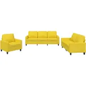 vidaXL Ensemble de canapés 3 pièces avec coussins Tissu jaune clair