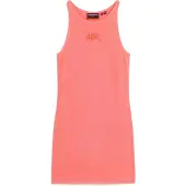 Superdry pour femme. W8011595A Robe rose à canaux brodés (S), Casuel, Sans manches / bretelles, Le coton biologique, Durable