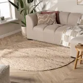 NATURL. Tapis en laine rond - Feline Taupe/Chiné | Ø 100 cm | Rond | Tissage plat