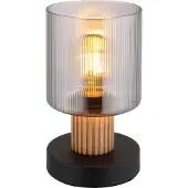 Globo Lampe de table, bois, verre fumé, 1 flamme, H 21 cm