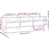 vidaXL Armoire TV gris béton 150x30x44,5 cm Bois composite