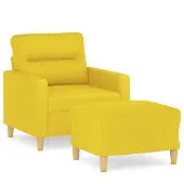 vidaXL Fauteuil avec pouf jaune clair 60 cm Tissu
