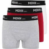 Moxx Paris Boxers gris chiné / rouge foncé / noir / blanc