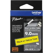 Brother HSe-621E étiquette pour gaine thermorétractable 9 mm (d'origine) - noir sur jaune