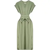 Deeluxe Ilanga Short Sleeve Long Dress Vert XL Femme