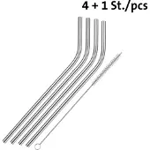 Westmark 4 Trinkhalme Edel. Knick geb. + Reinigungsb., ø 6 x 215 mm, Pailles, Gris