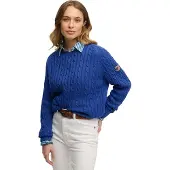 Superdry Femme Pull en Maille Torsadée Décontracté Blue Taille: 44