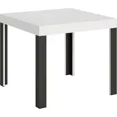 Itamoby - Table extensible 90/246x90 cm Linea frêne blanc pieds anthracite