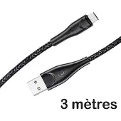 Usams Câble USB - Micro-USB de Usams Braided 3m tressé Nylon