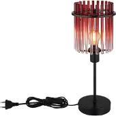 Globo Lampe de table noire Gorley avec verre rouge Ø 15cm