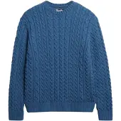 Superdry pour homme. M6110697A Pull Jacob Cable bleu (S), Casuel, Acrylique