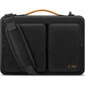 TechProtection Sac à bandoulière pour ordinateur portable 13-14", Defender Bag, noir/orange