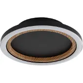 Globo Plafonnier LED, aspect bois, noir, D 20,5 cm