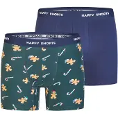 Happy Shorts Boxers 'Christmas' bleu marine / noisette / vert foncé