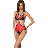 Passion Peonia - body avec découpes latérales (rouge) - L/XL