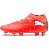 Puma Chaussure de foot 'Future 9 Pro' gris argenté / gris clair / rouge néon