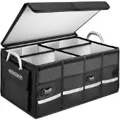 Monzana Rangement coffre de voiture gris 60x35x30cm isotherme