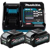 Makita Pack de composé de 2 batteries XGT BL4040 40Vmax 4Ah et 1 chargeur rapide DC40RA - - 191L77-9