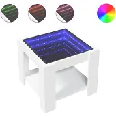 vidaXL Table basse LED blanche 53x53x45 cm bois composite