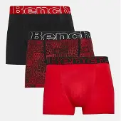 Bench Caleçons Earl lot de trois hommes - Noir AOP/Rouge/Noir