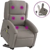 vidaXL Fauteuil de massage avec releveur Taupe Tissu