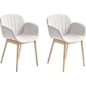 Beliani Lot de 2 chaises de salle à manger en tissu gris avec accoudoirs mobilier de salle à manger design et moderne