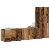 vidaXL Armoires murales TV 3 pcs. Aspect vieux bois Matériaux dérivés du bois