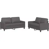 vidaXL Ensemble de canapés 2 pièces avec coussins Gris Similicuir
