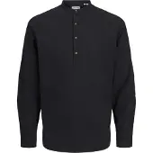 Jack & Jones Summer Half Placket Long Sleeve Shirt Noir M Homme