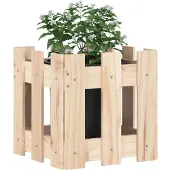 vidaXL Jardinière avec design de clôture 30x30x30 cm pin massif