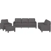 vidaXL Ensemble de canapés 4 pièces avec coussins Gris Similicuir