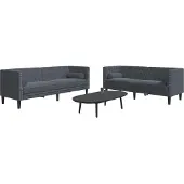vidaXL Ensemble de 2 canapés Chesterfield avec traversins Gris foncé Velours