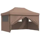 vidaXL Tente de réception pliante Pop-Up avec 4 panneaux latéraux Marron