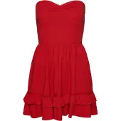 Superdry Femme Coton À Volants Bustier En Dentelle Esprit Années 50 Mini Robe, Rouge - Taille: 38