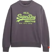 Superdry Femme Pull Ample à col Ras-du-cou Fluo Vintage Logo Grey Taille: 40