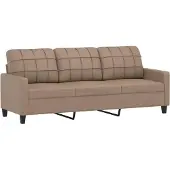 vidaXL Ensemble de canapés 3 pièces avec coussins Cappuccino-Brun Similicuir