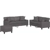 vidaXL Ensemble de canapés 3 pièces avec coussins Gris Similicuir