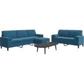 vidaXL Ensemble de canapés 3 pièces avec coussins et traversins Bleu velours