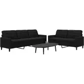 vidaXL Ensemble de canapés 2 pièces avec coussins Noir velours