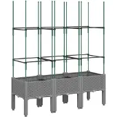 vidaXL Jardinière avec treillis Gris clair 120x40x142,5 cm PP