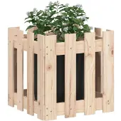 vidaXL Jardinière avec design de clôture 40x40x40 cm pin massif