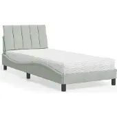 vidaXL Lit avec matelas "Hanko" gris clair 90x190 cm velours