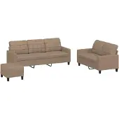 vidaXL Ensemble de canapés 3 pièces avec coussins Cappuccino-Brun Similicuir