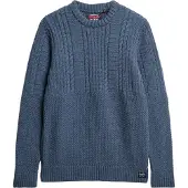 Superdry pour homme. M6110638A Pull tricoté Jacob bleu (XL), Casuel, Acrylique, Durable