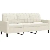 vidaXL Canapé à 3 places Crème 180 cm Velours
