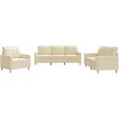 vidaXL Ensemble de canapés 3 pièces avec coussins Crème Tissu